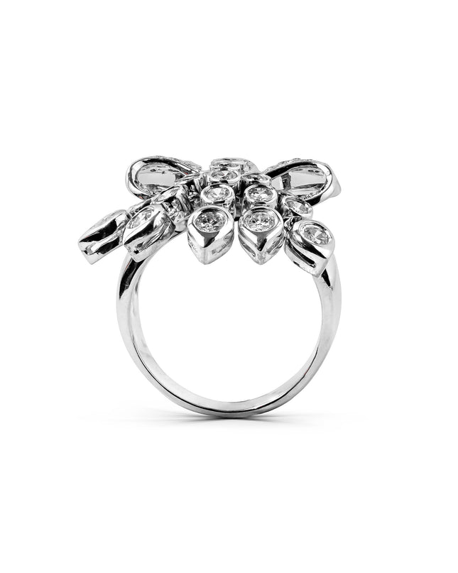 LILAC WHITEGOLD RIBBON RING TOTAL 1.07CT ROUND CUT NATURAL DIAMOND