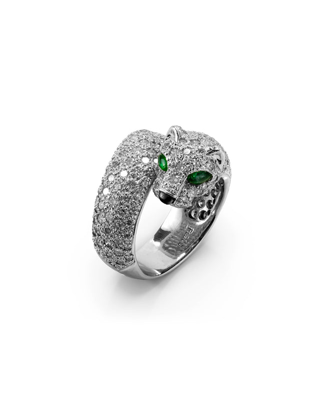 PANTHER WHITEGOLD RING NATURAL DIAMOND