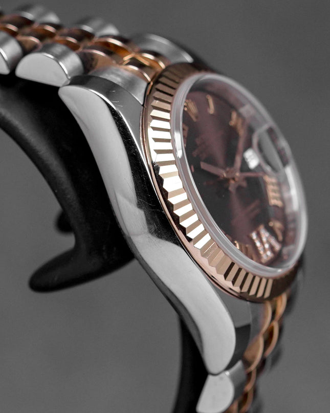 DATEJUST 26MM TWOTONE ROSEGOLD CHOCO ROMAN DIAL DIAMOND ON VI (2015)