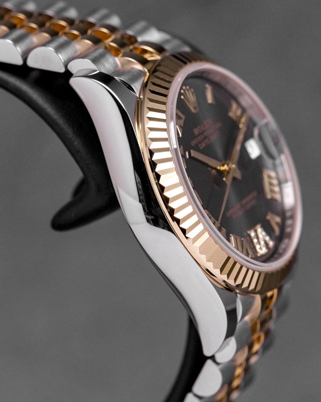 DATEJUST 31MM TWOTONE YELLOWGOLD DARK GREY ROMAN DIAL DIAMOND ON VI (2025)