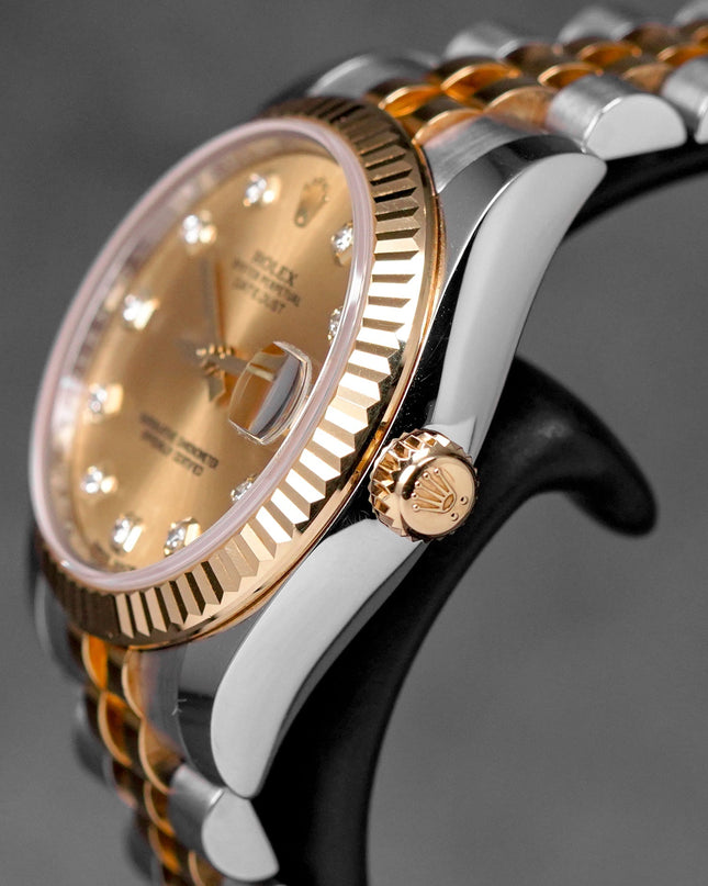 DATEJUST 31MM TWOTONE YELLOWGOLD CHAMPAGNE DIAMOND DIAL (2016)