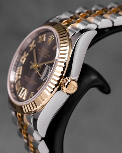 DATEJUST 31MM TWOTONE YELLOWGOLD DARK GREY ROMAN DIAL DIAMOND ON VI (2025)