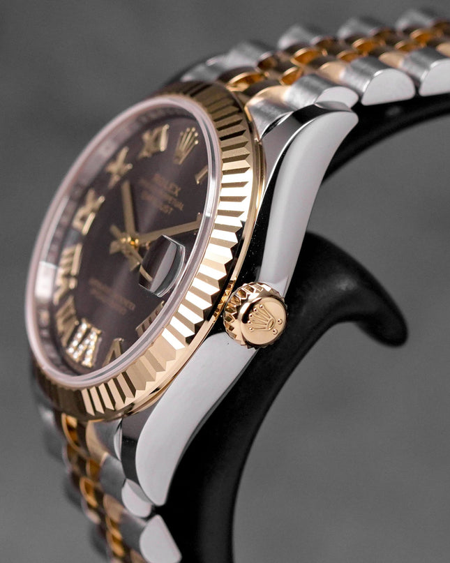 DATEJUST 31MM TWOTONE YELLOWGOLD DARK GREY ROMAN DIAL DIAMOND ON VI (2025)