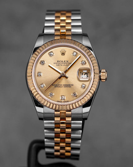 DATEJUST 31MM TWOTONE YELLOWGOLD CHAMPAGNE DIAMOND DIAL (2016)