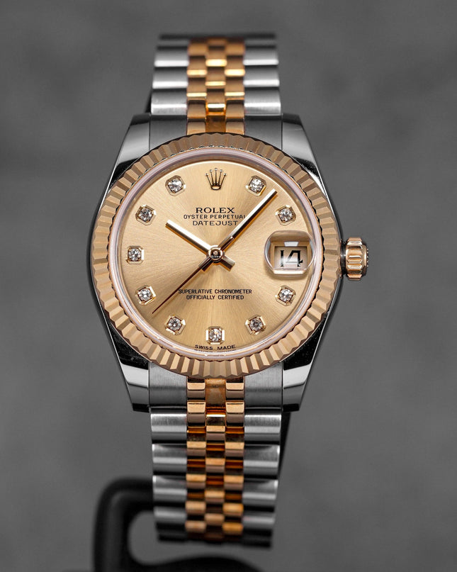 DATEJUST 31MM TWOTONE YELLOWGOLD CHAMPAGNE DIAMOND DIAL (2016)