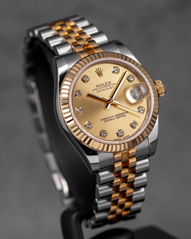 DATEJUST 31MM TWOTONE YELLOWGOLD CHAMPAGNE DIAMOND DIAL (2016)