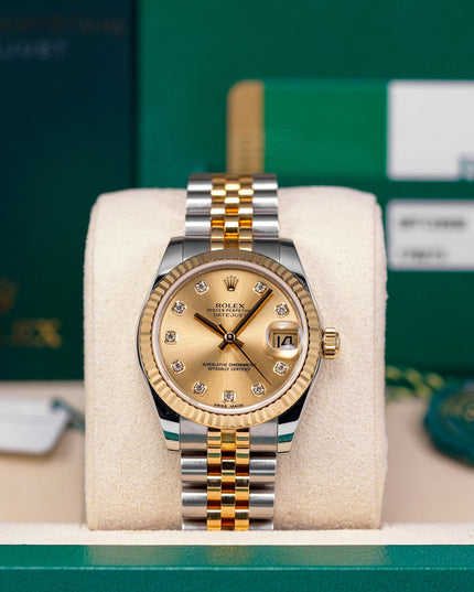 DATEJUST 31MM TWOTONE YELLOWGOLD CHAMPAGNE DIAMOND DIAL (2016)