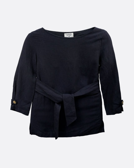 TOP WITH BELT NAVY SIZE 38