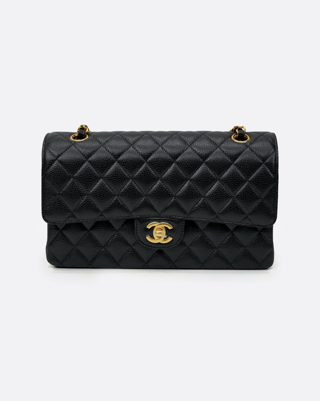 MEDIUM CLASSIC FLAP BLACK CAVIAR GOLDHARDWARE