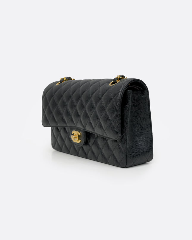 MEDIUM CLASSIC FLAP BLACK CAVIAR GOLDHARDWARE