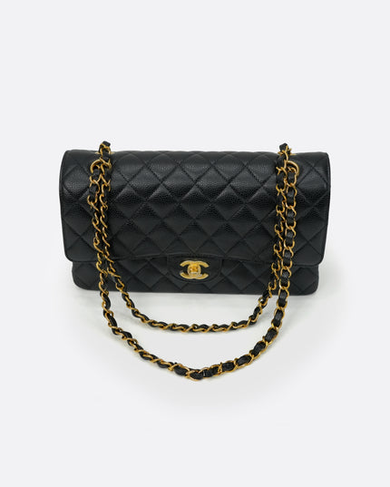 MEDIUM CLASSIC FLAP BLACK CAVIAR GOLDHARDWARE