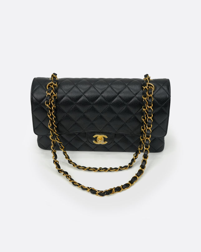MEDIUM CLASSIC FLAP BLACK CAVIAR GOLDHARDWARE