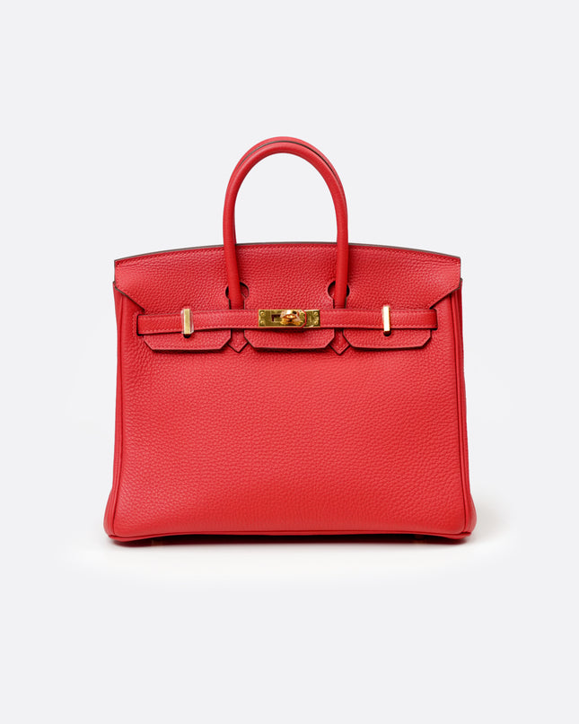 BIRKIN 25 ROUGE PIVOINE TOGO GOLD HARDWARE STAMP T