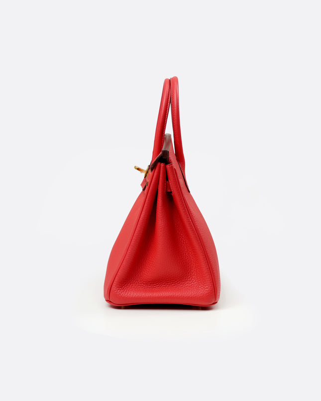 BIRKIN 25 ROUGE PIVOINE TOGO GOLD HARDWARE STAMP T