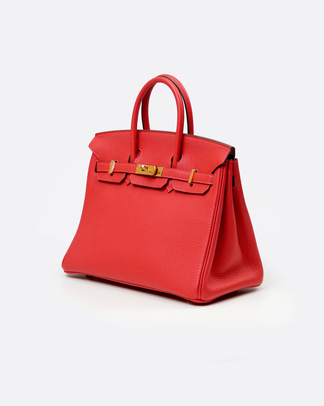 BIRKIN 25 ROUGE PIVOINE TOGO GOLD HARDWARE STAMP T