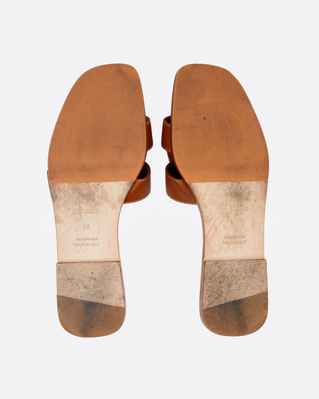 ORAN LEATHER SANDALS 38 LADIES BROWN