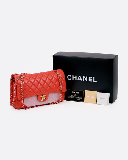 CLASSIC FLAP BAG MEDIUM CORAL RED GOLD HARDWARE