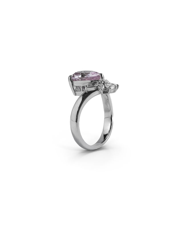 PEAR SHAPED MORGANITE DIAMOND RING 3.81 CT