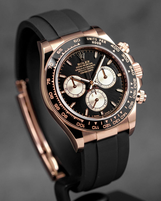 Harga Rolex daytona oysterflex rosegold black indonesia