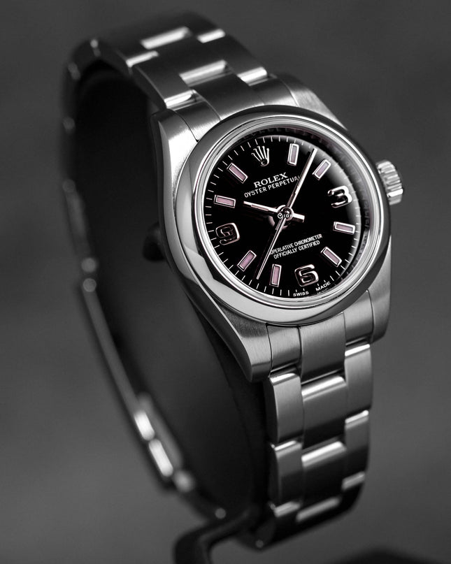 OYSTER PERPETUAL 26MM BLACK ARABIC PINK HOUR MARKERS DIAL (2011)