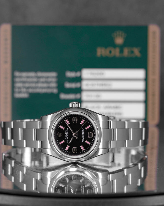OYSTER PERPETUAL 26MM BLACK ARABIC PINK HOUR MARKERS DIAL (2011)