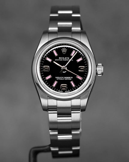 OYSTER PERPETUAL 26MM BLACK ARABIC PINK HOUR MARKERS DIAL (2011)