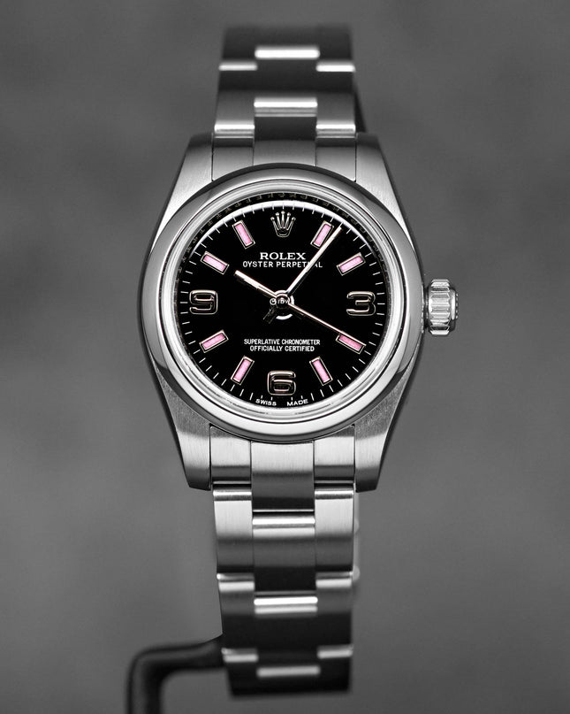 OYSTER PERPETUAL 26MM BLACK ARABIC PINK HOUR MARKERS DIAL (2011)
