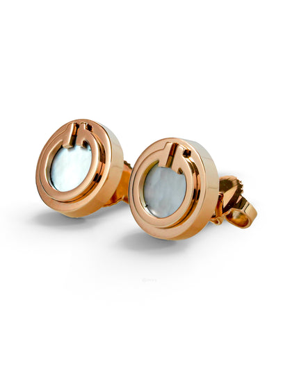 T CIRCLE EARRINGS MOP 18K ROSEGOLD