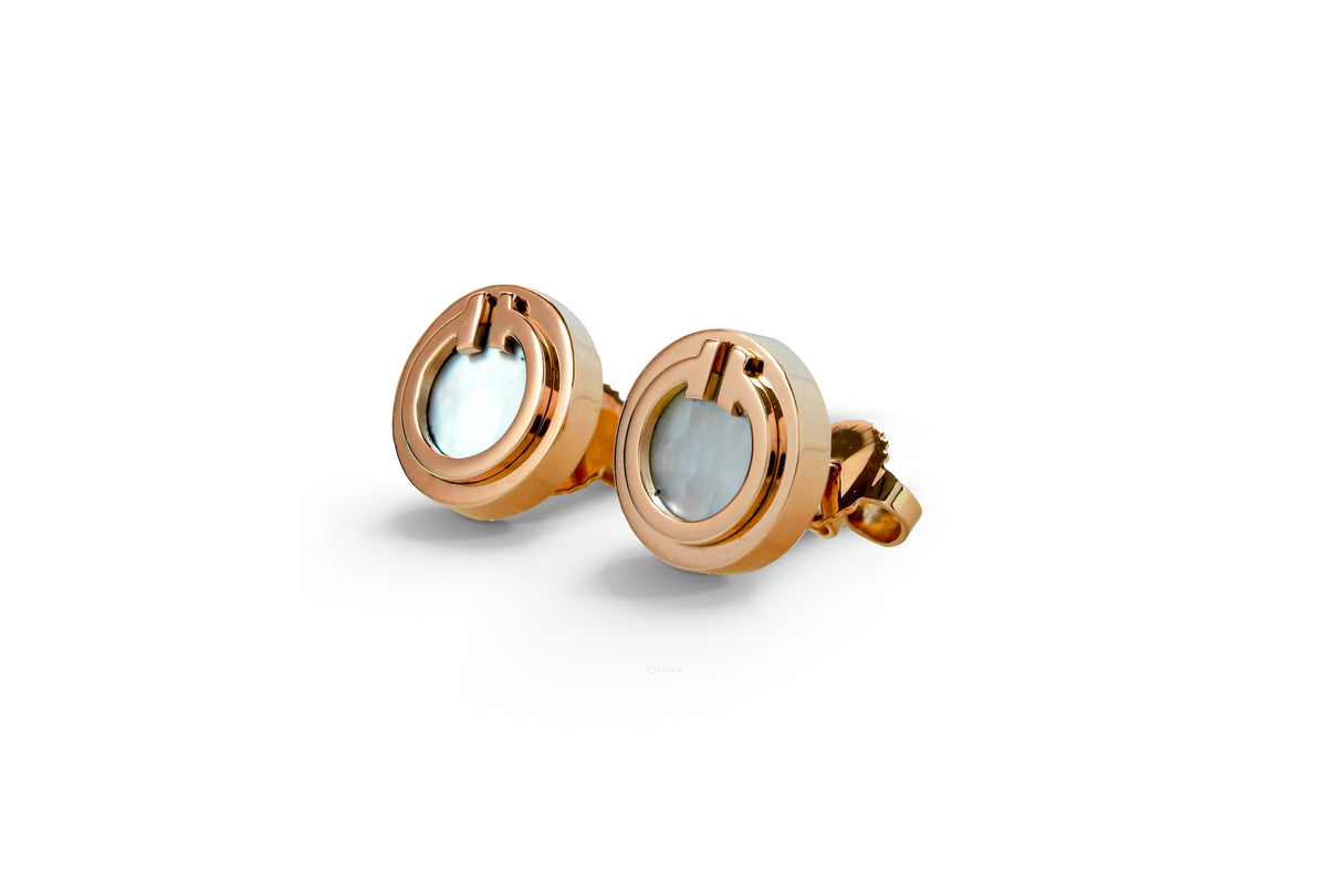 T CIRCLE EARRINGS MOP 18K ROSEGOLD