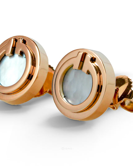 T CIRCLE EARRINGS MOP 18K ROSEGOLD