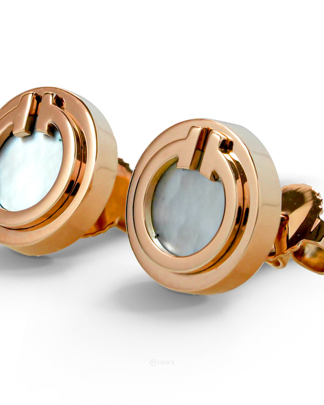 T CIRCLE EARRINGS MOP 18K ROSEGOLD