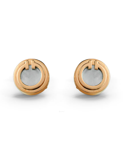 T CIRCLE EARRINGS MOP 18K ROSEGOLD