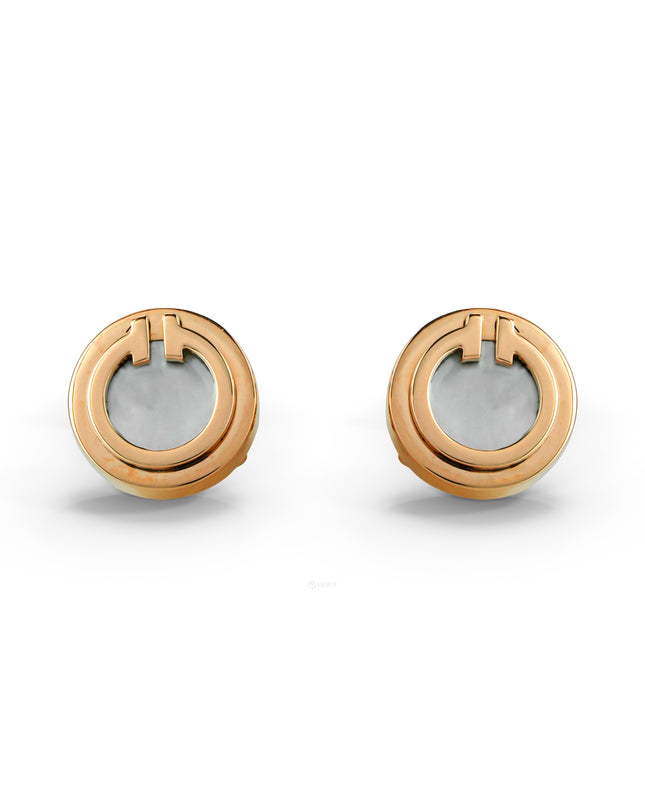 T CIRCLE EARRINGS MOP 18K ROSEGOLD