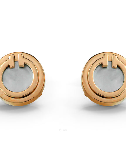 T CIRCLE EARRINGS MOP 18K ROSEGOLD