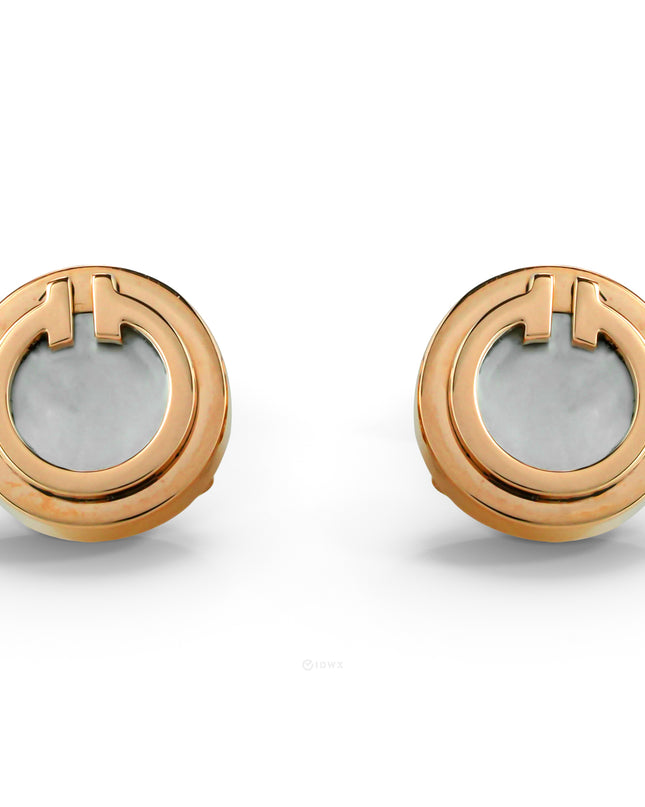 T CIRCLE EARRINGS MOP 18K ROSEGOLD