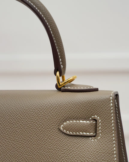KELLY SELLIER 25 ETOUPE GOLD HARDWARE STAMP W