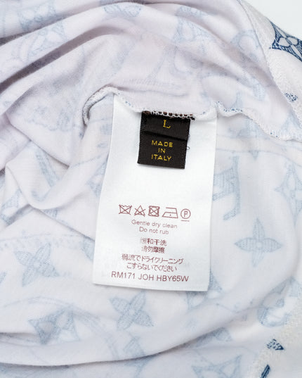 WHITE SAFARI MONOGRAM PRINT COTTON CREW NECK T-SHIRT