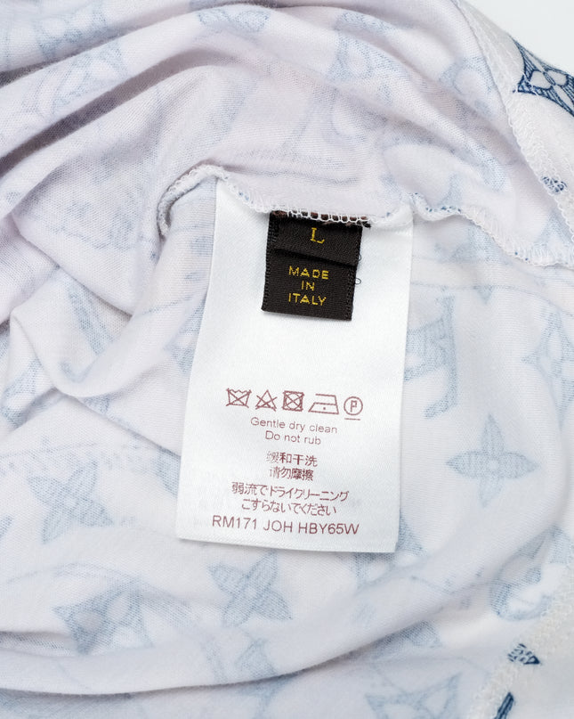 WHITE SAFARI MONOGRAM PRINT COTTON CREW NECK T-SHIRT