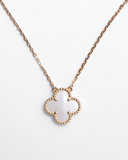 VINTAGE ALHAMBRA MOTHER OF PEARL NECKLACE YELLOW GOLD (2022)