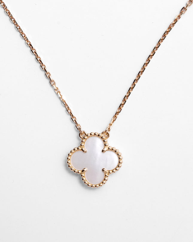 VINTAGE ALHAMBRA MOTHER OF PEARL NECKLACE YELLOW GOLD (2022)