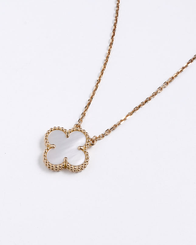 VINTAGE ALHAMBRA MOTHER OF PEARL NECKLACE YELLOW GOLD (2022)