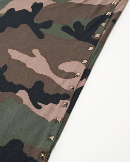 COTTON T-SHIRT GREEN X BLACK CAMOUFLAGE WITH STUDS