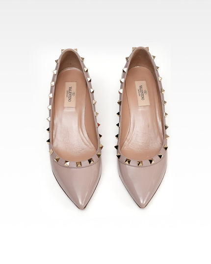 GARAVANI PATENT LEATHER PUMPS LADIES BEIGE ROCK STUDS