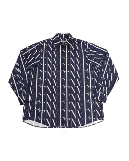 ALL-OVER LOGO MEN'S JACKET NAVY X WHITE SIZE 44