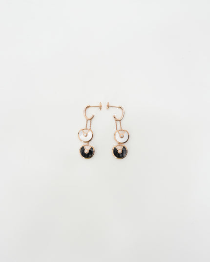 AMULETTE BLACK X WHITE EARRINGS 18K ROSEGOLD