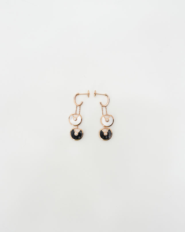 AMULETTE BLACK X WHITE EARRINGS 18K ROSEGOLD