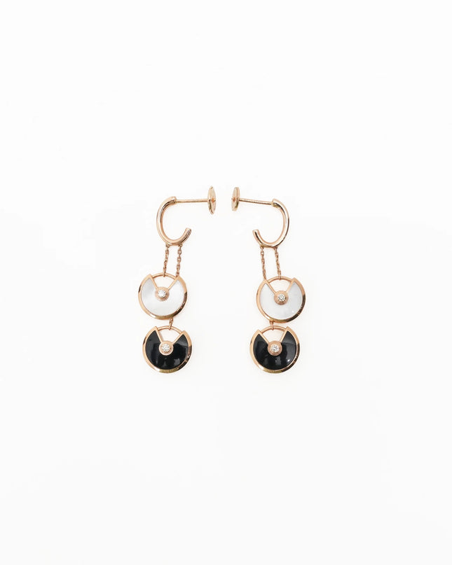 AMULETTE BLACK X WHITE EARRINGS 18K ROSEGOLD