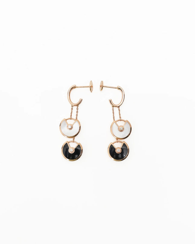 AMULETTE BLACK X WHITE EARRINGS 18K ROSEGOLD
