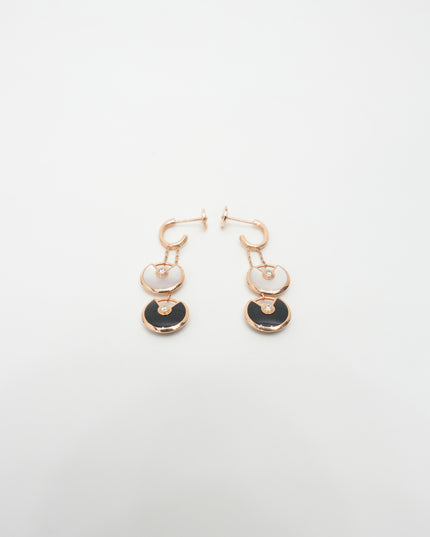 AMULETTE BLACK X WHITE EARRINGS 18K ROSEGOLD