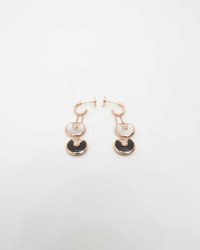AMULETTE BLACK X WHITE EARRINGS 18K ROSEGOLD